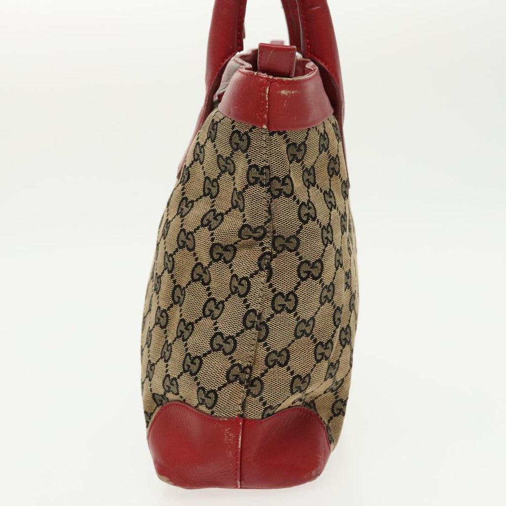 GUCCI GG Canvas Tote Bag Beige Silver Red 33890 98790