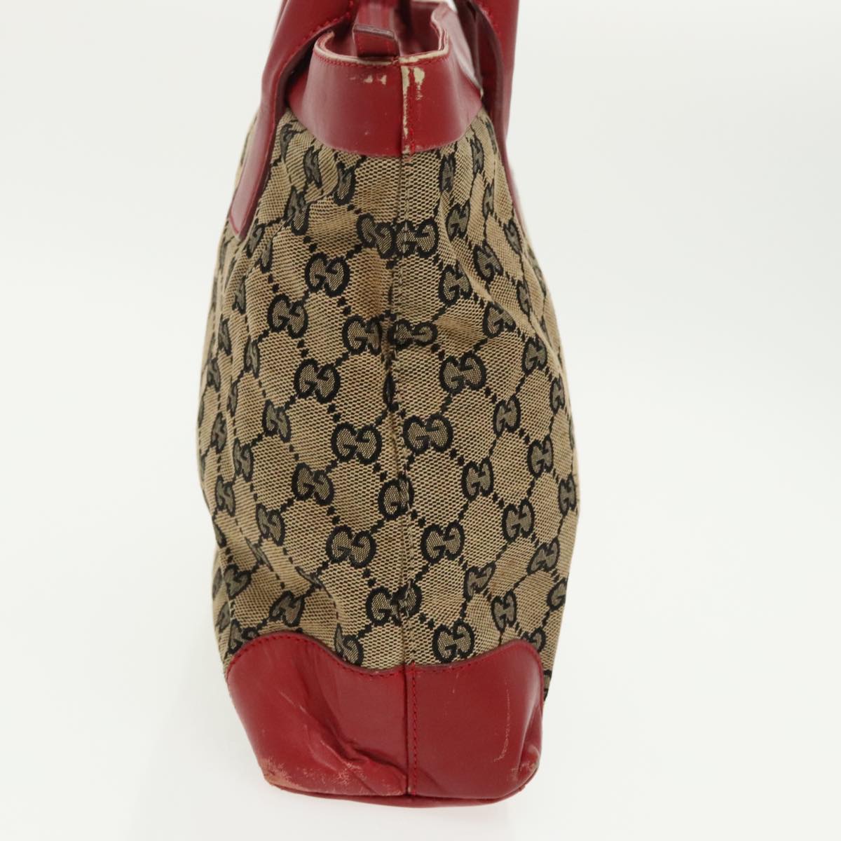 GUCCI GG Canvas Tote Bag Beige Silver Red 33890 98790