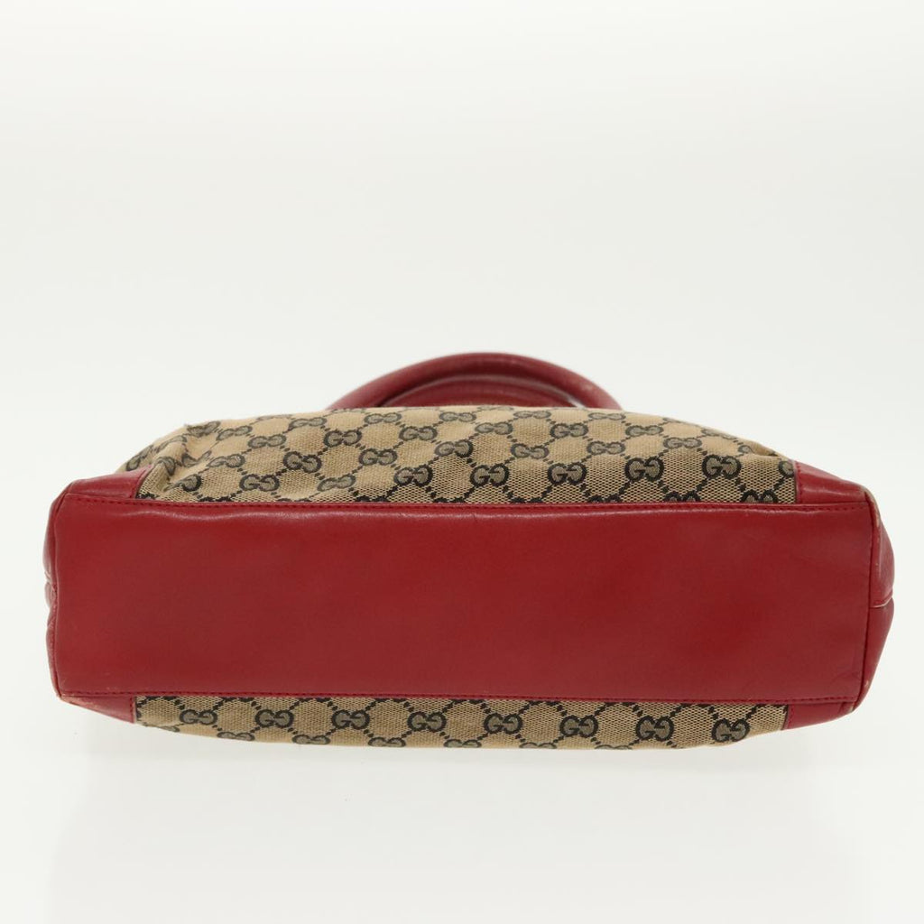 GUCCI GG Canvas Tote Bag Beige Silver Red 33890 98790