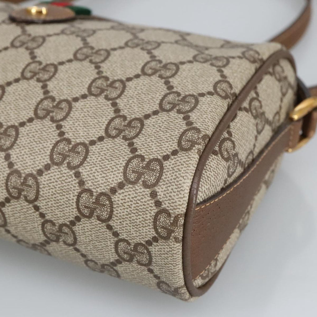 GUCCI GG Supreme Web Sherry Line Shoulder Bag PVC Beige 89 02 018 98792