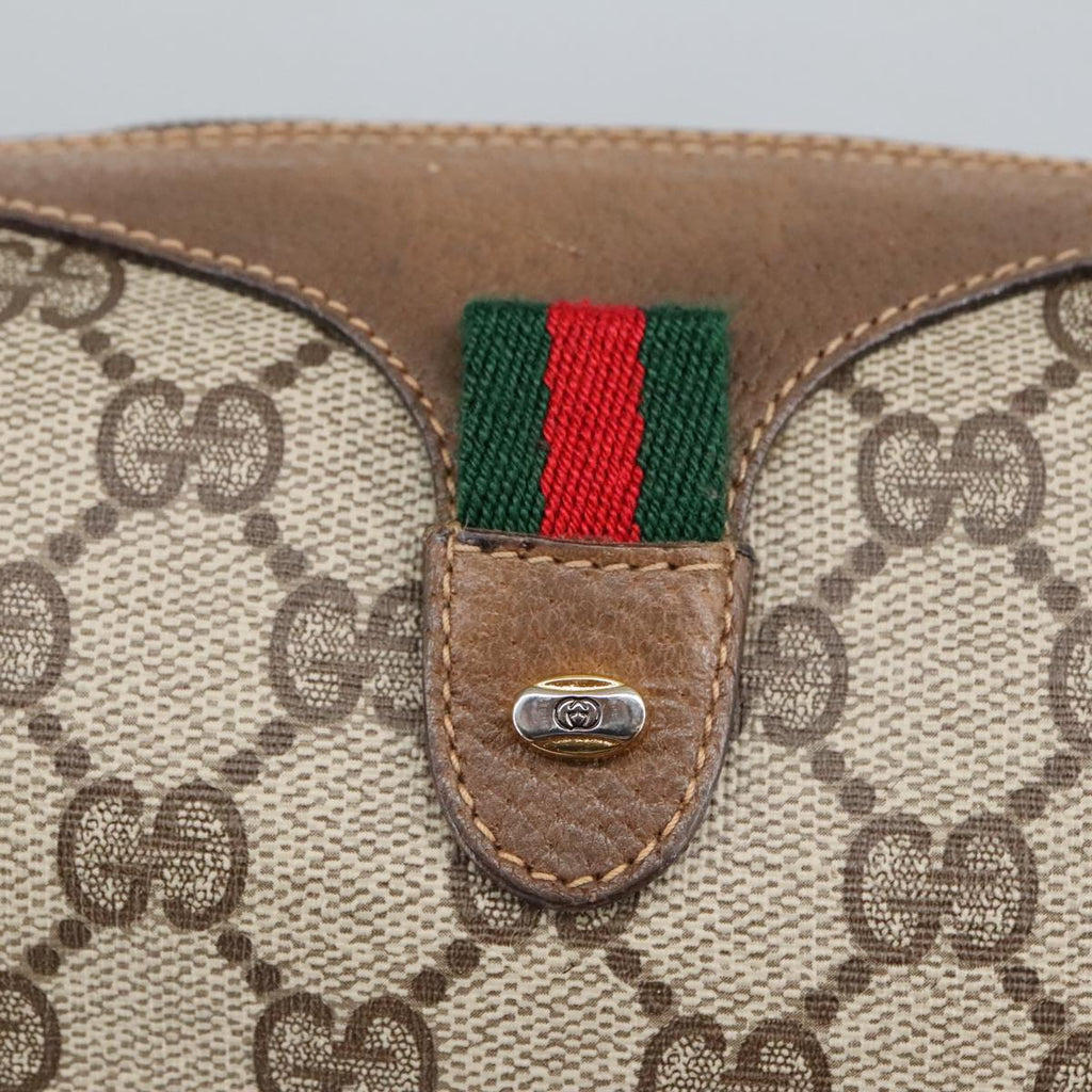 GUCCI GG Supreme Web Sherry Line Shoulder Bag PVC Beige 89 02 018 98792