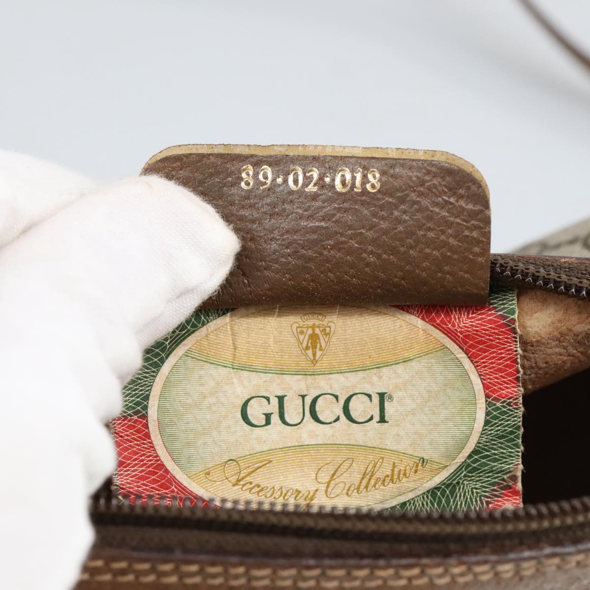 GUCCI GG Supreme Web Sherry Line Shoulder Bag PVC Beige 89 02 018 98792