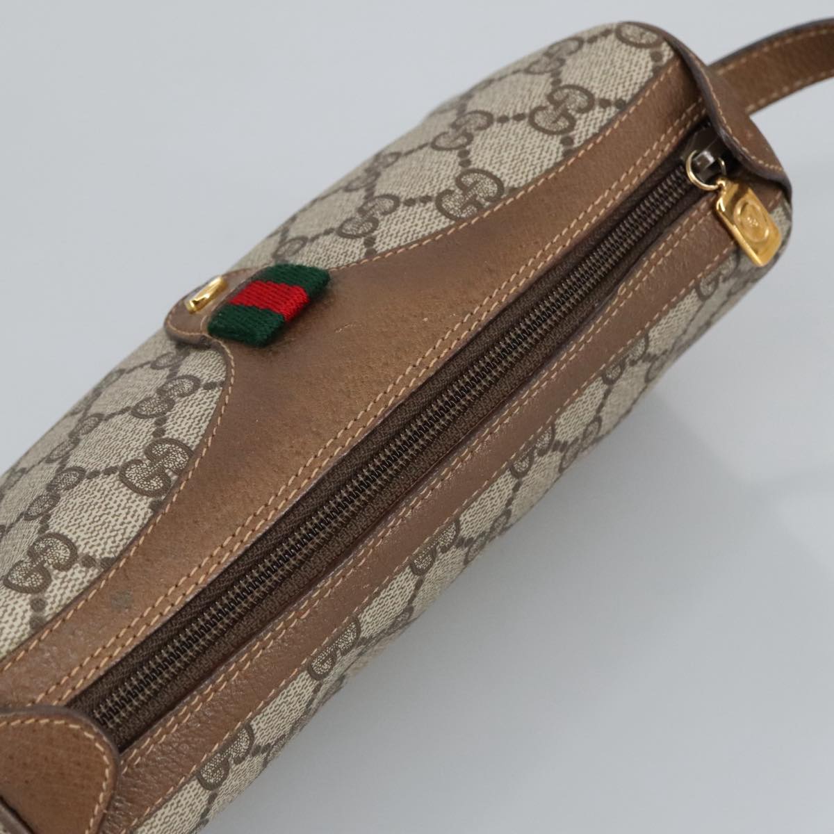 GUCCI GG Supreme Web Sherry Line Shoulder Bag PVC Beige 89 02 018 98792