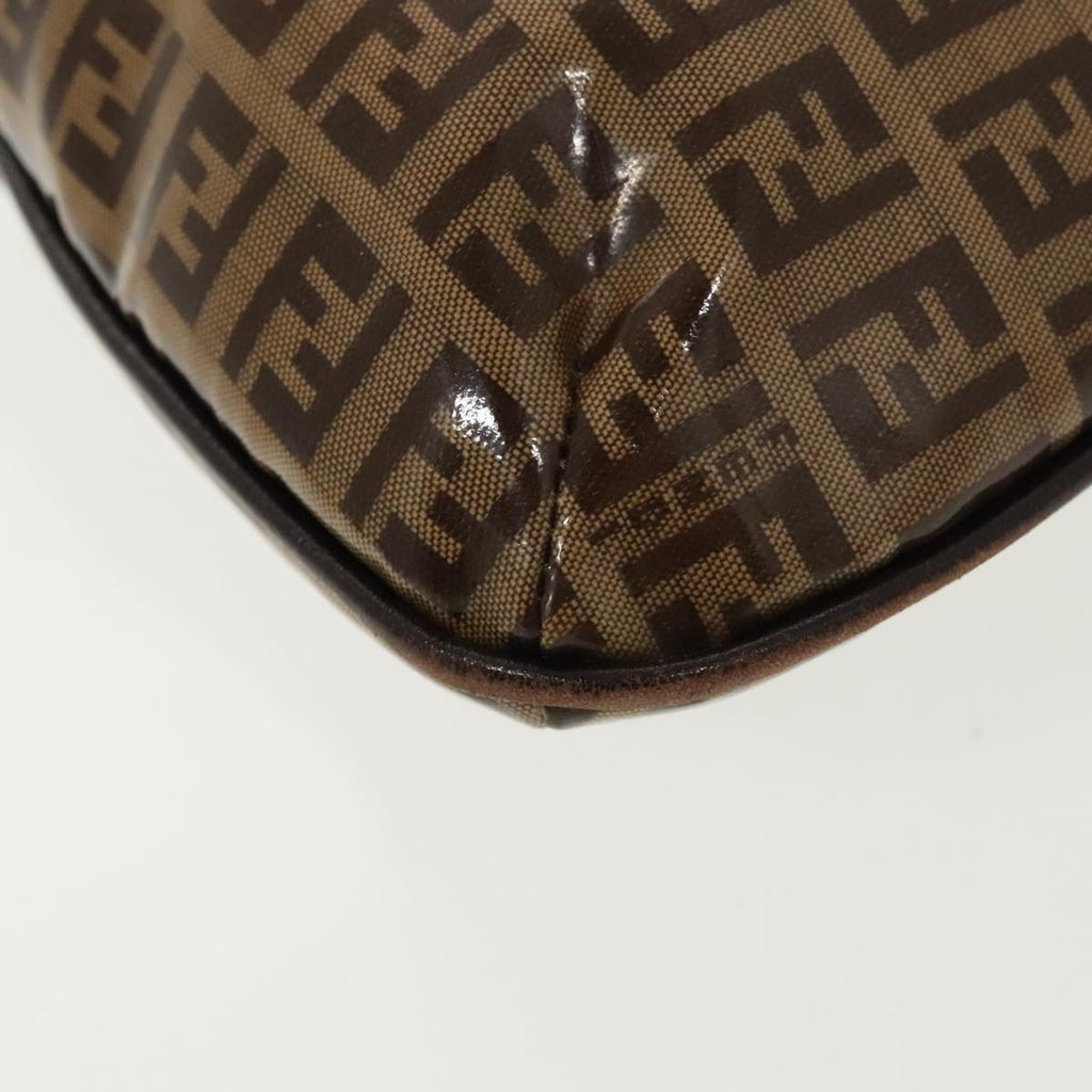 FENDI Zucchino Canvas Mamma Baguette Shoulder Bag Beige Gold 98793