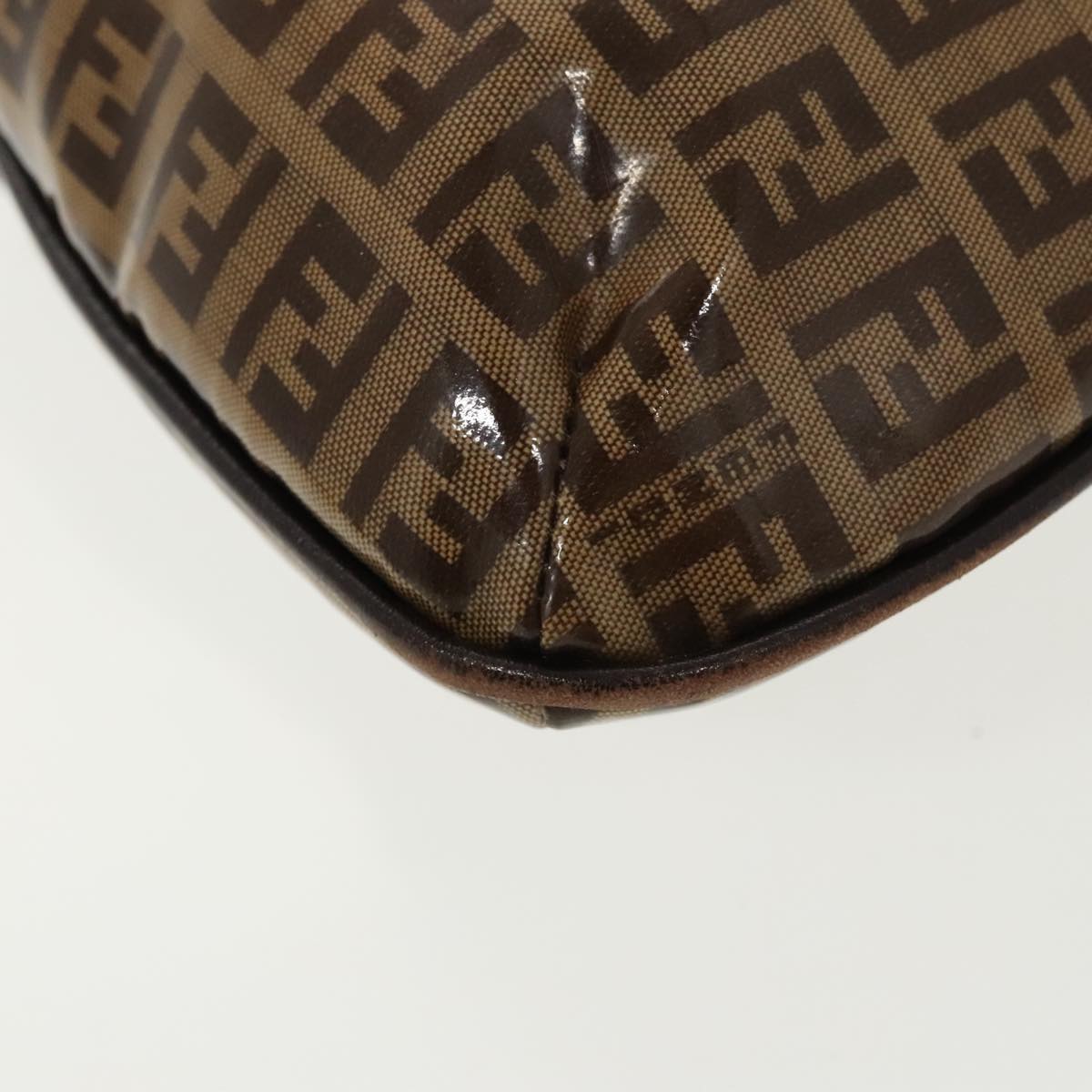 FENDI Zucchino Canvas Mamma Baguette Shoulder Bag Beige Gold 98793