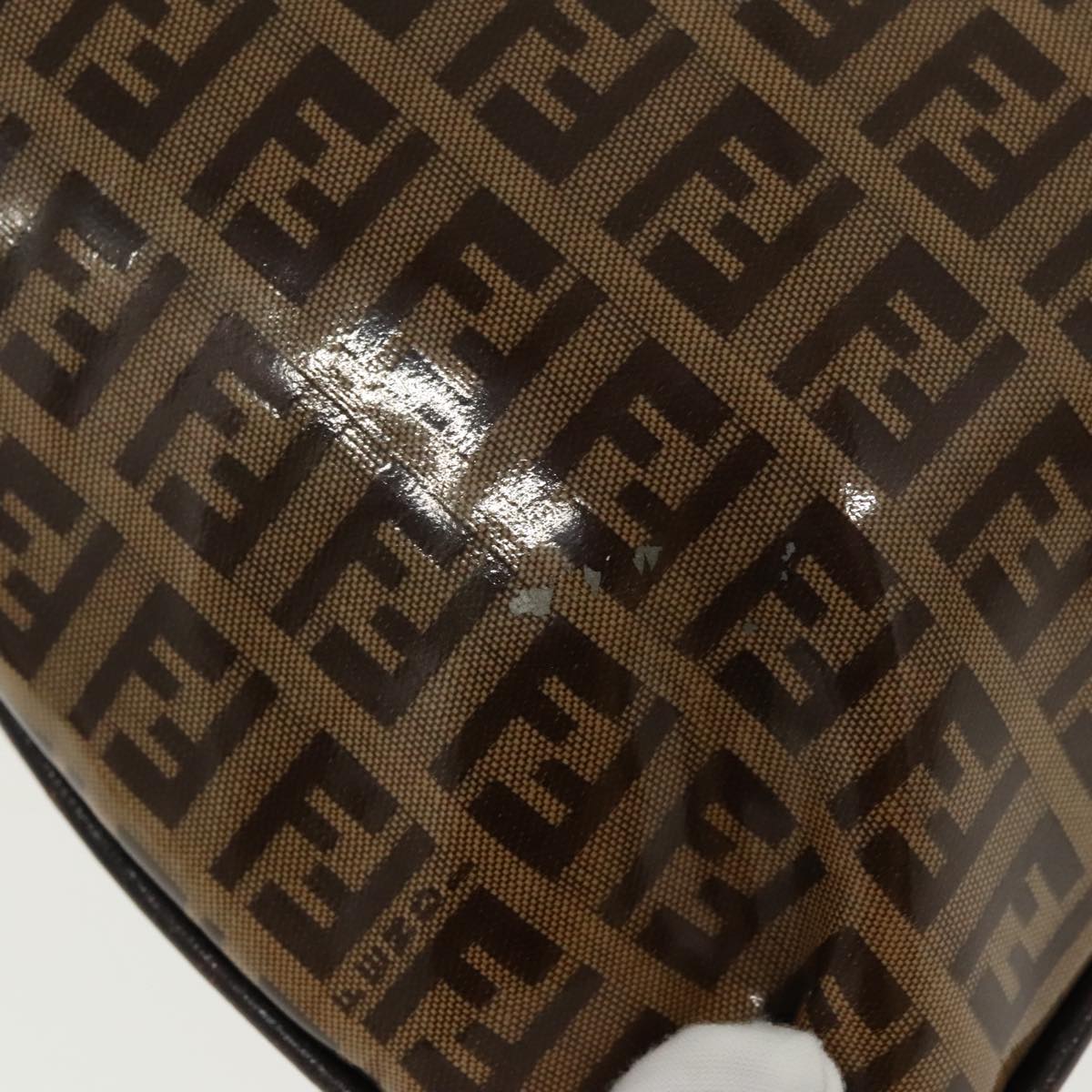 FENDI Zucchino Canvas Mamma Baguette Shoulder Bag Beige Gold 98793