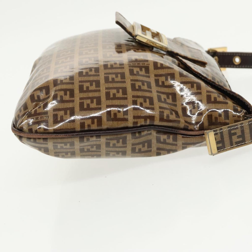 FENDI Zucchino Canvas Mamma Baguette Shoulder Bag Beige Gold 98793