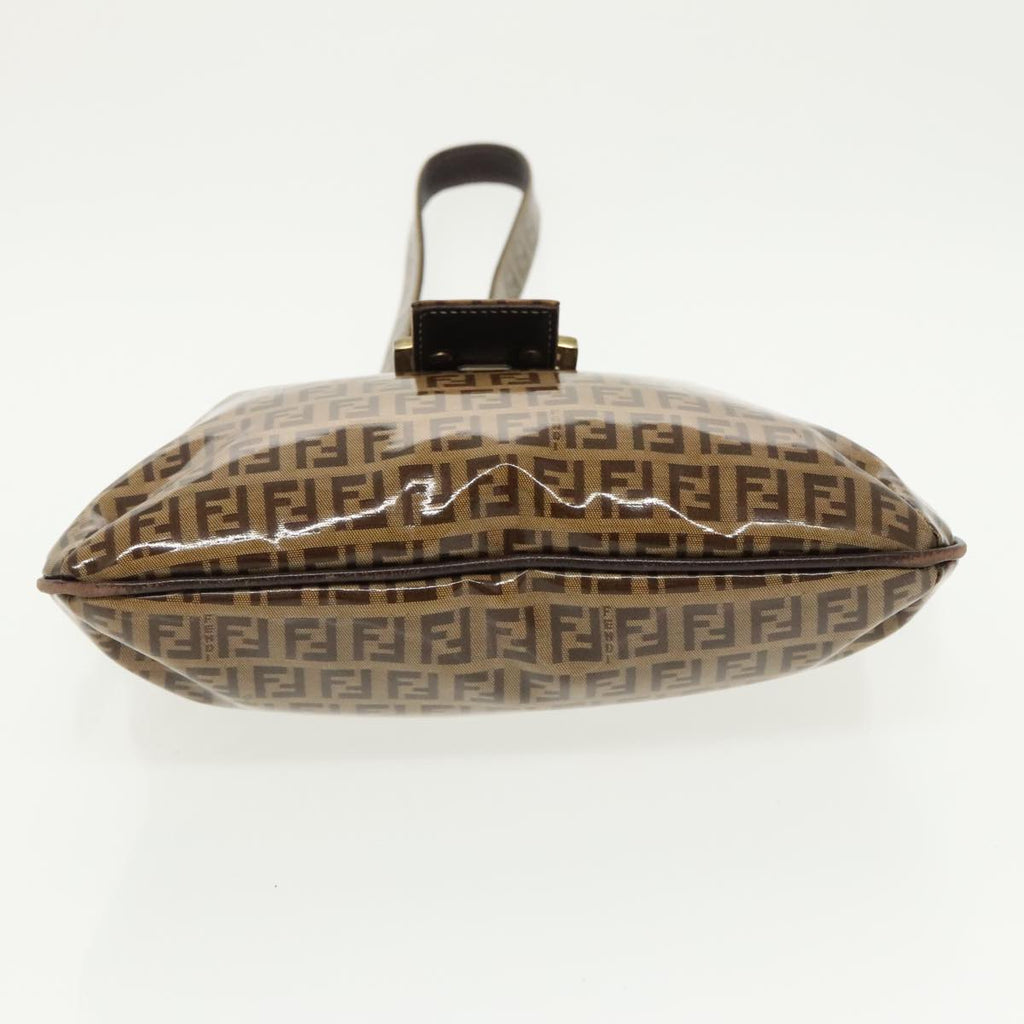 FENDI Zucchino Canvas Mamma Baguette Shoulder Bag Beige Gold 98793