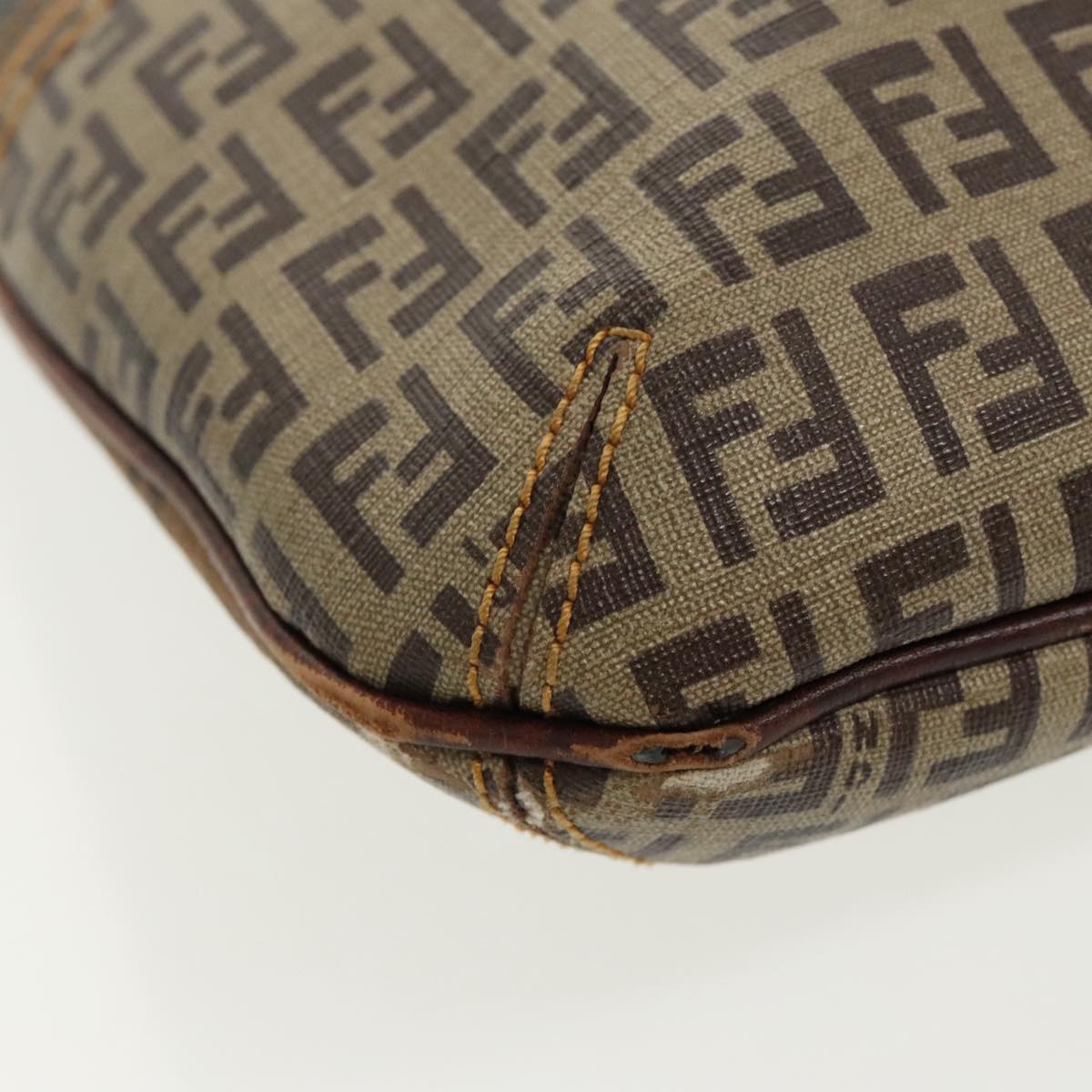 FENDI Zucca Canvas Zucchino Canvas Shoulder Bag Black Brown beige 98795