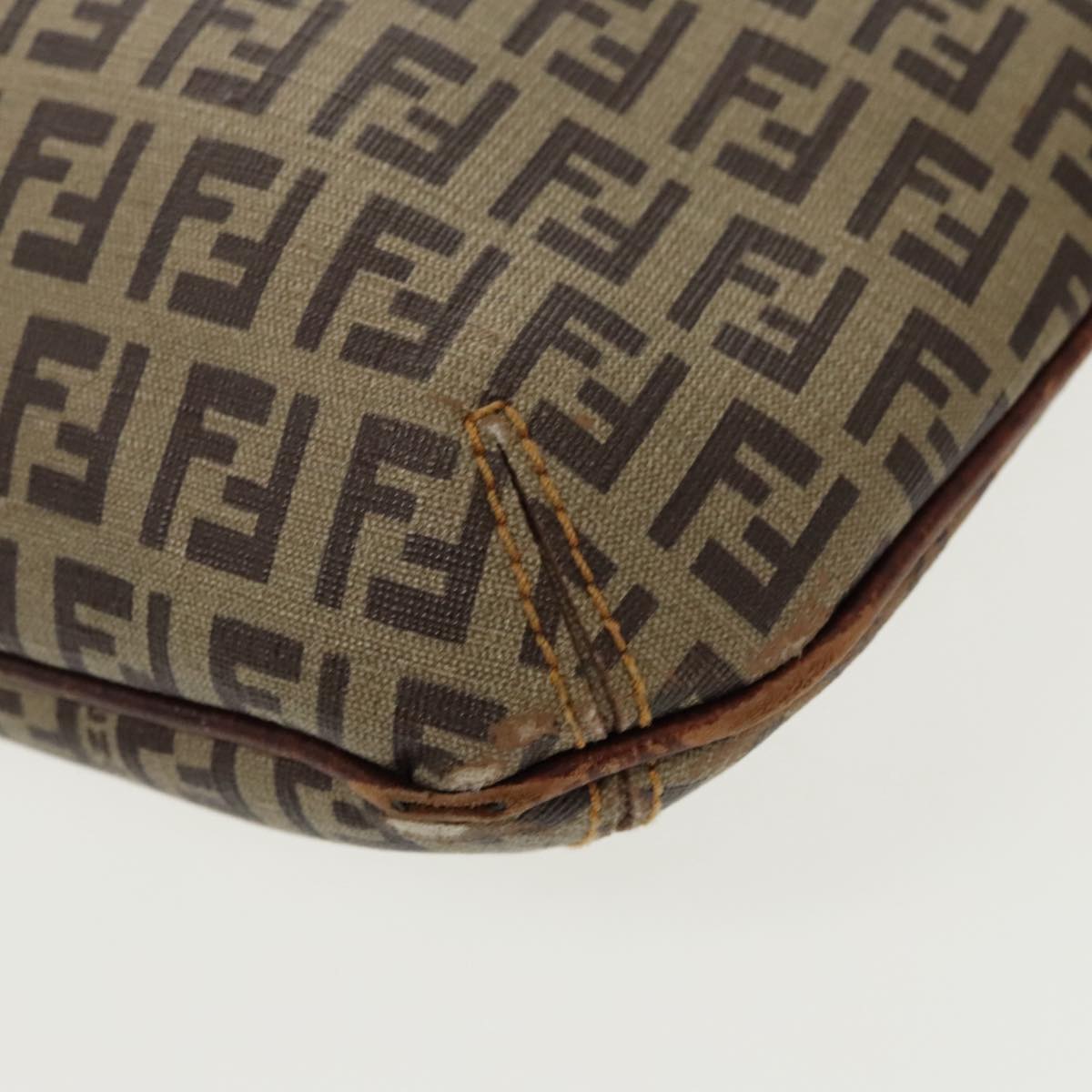 FENDI Zucca Canvas Zucchino Canvas Shoulder Bag Black Brown beige 98795