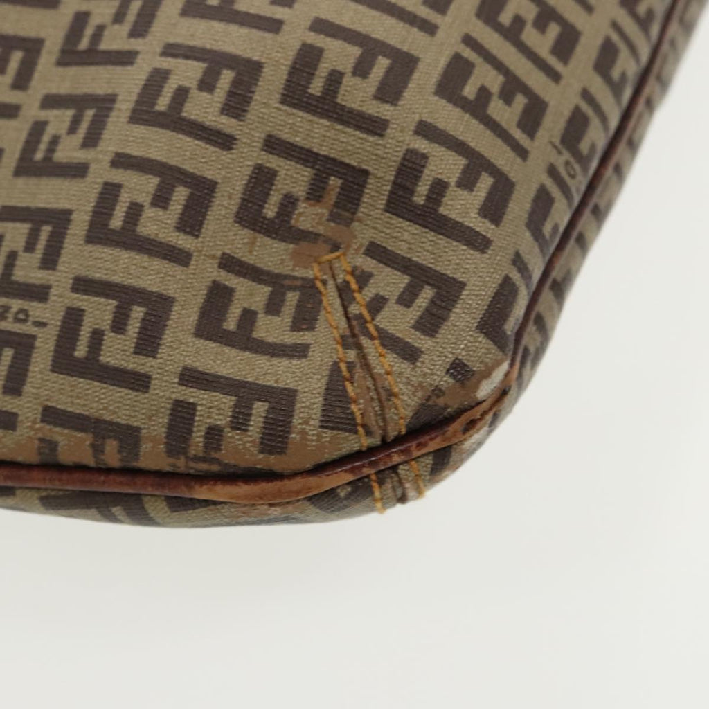 FENDI Zucca Canvas Zucchino Canvas Shoulder Bag Black Brown beige 98795