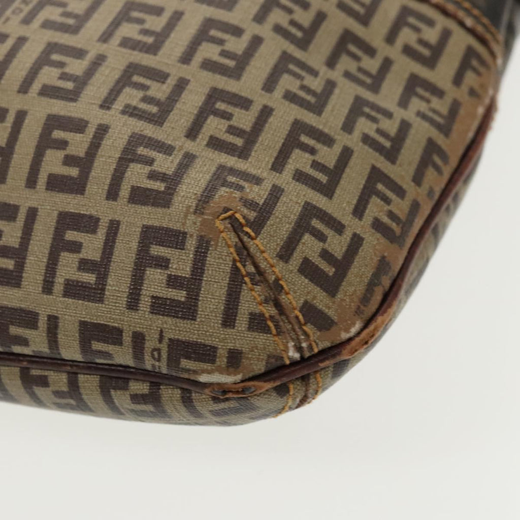 FENDI Zucca Canvas Zucchino Canvas Shoulder Bag Black Brown beige 98795