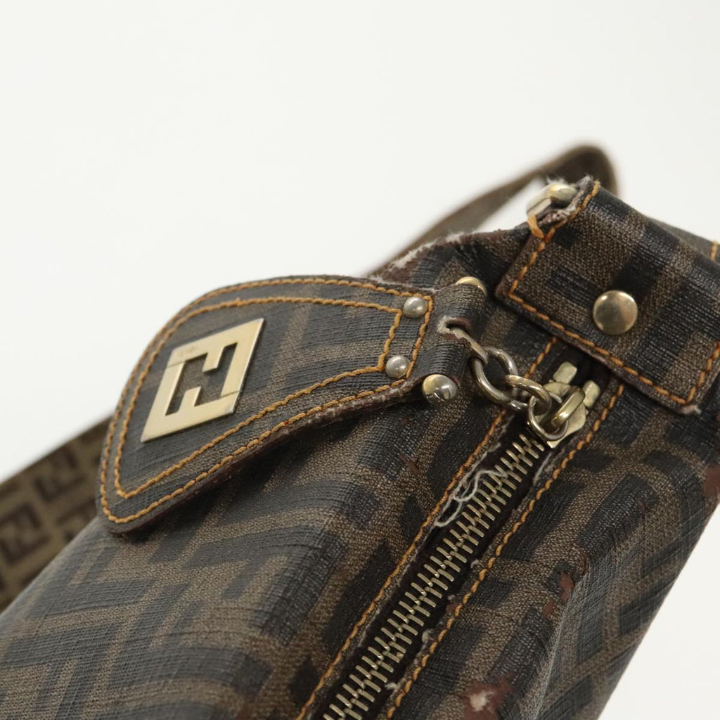 FENDI Zucca Canvas Zucchino Canvas Shoulder Bag Black Brown beige 98795