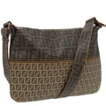 FENDI Zucca Canvas Zucchino Canvas Shoulder Bag Black Brown beige 98795
