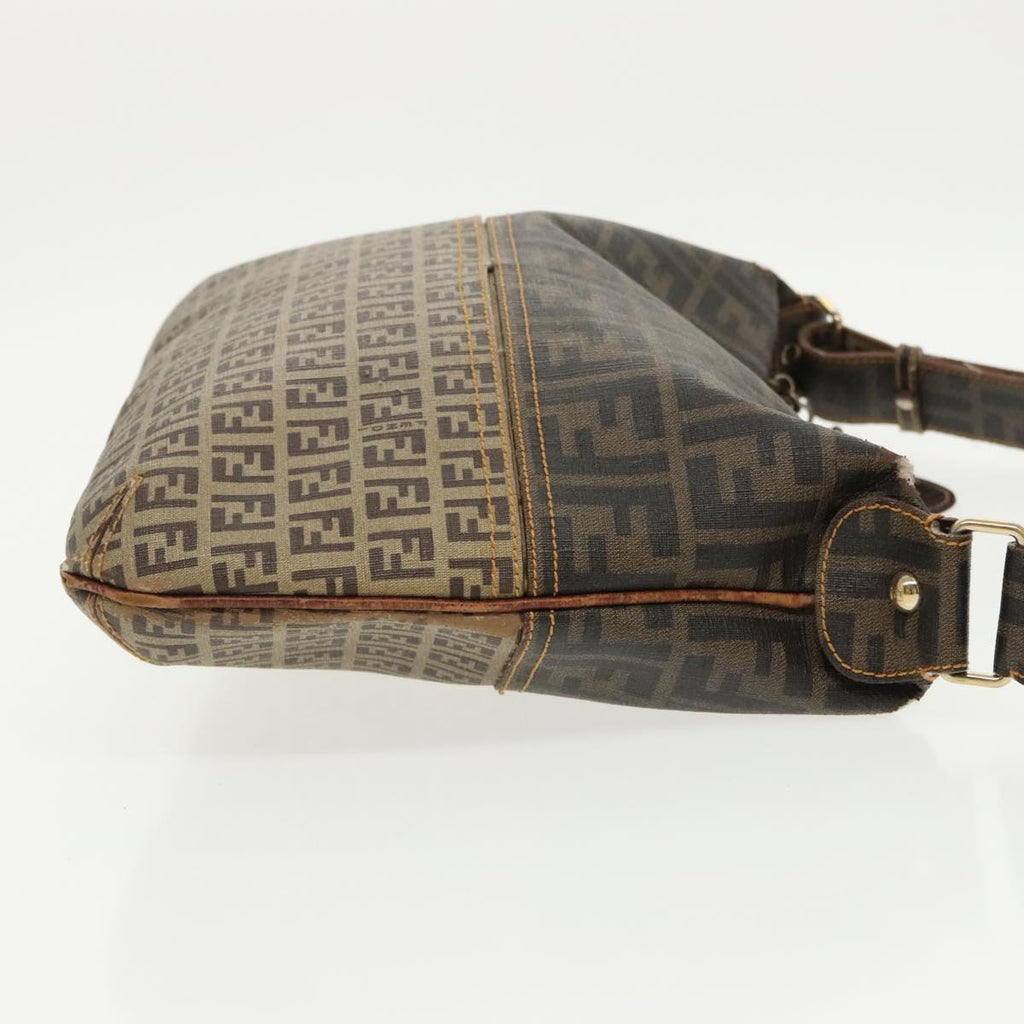 FENDI Zucca Canvas Zucchino Canvas Shoulder Bag Black Brown beige 98795