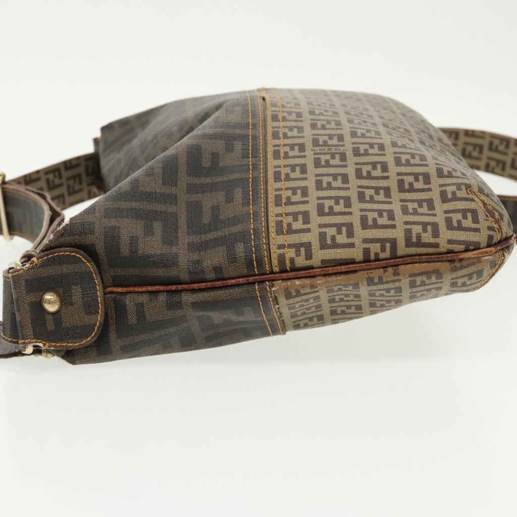 FENDI Zucca Canvas Zucchino Canvas Shoulder Bag Black Brown beige 98795