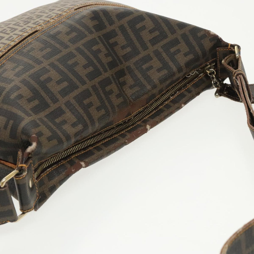 FENDI Zucca Canvas Zucchino Canvas Shoulder Bag Black Brown beige 98795