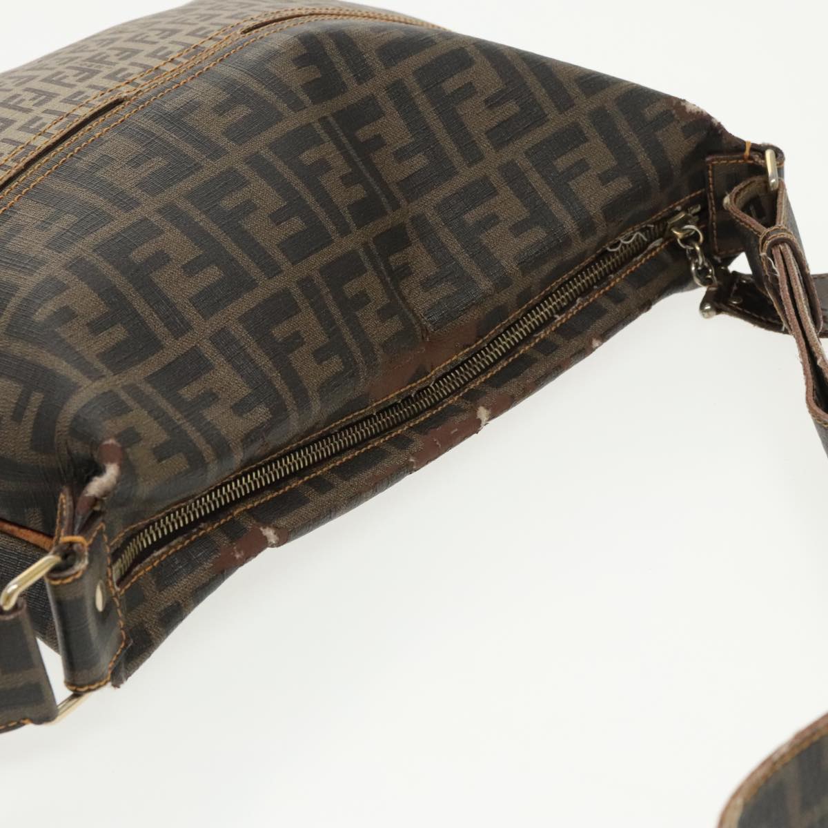 FENDI Zucca Canvas Zucchino Canvas Shoulder Bag Black Brown beige 98795