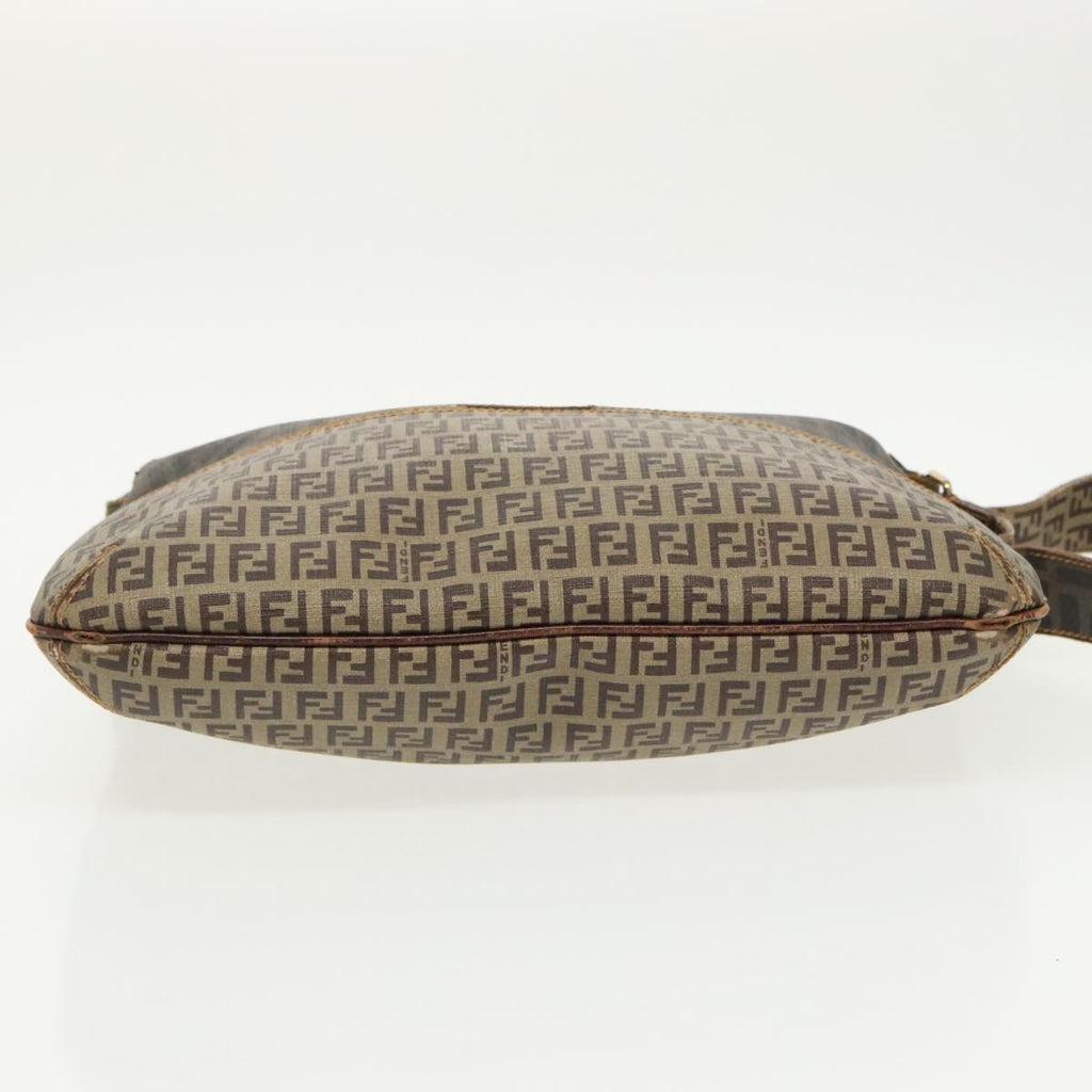 FENDI Zucca Canvas Zucchino Canvas Shoulder Bag Black Brown beige 98795