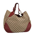 GUCCI GG Canvas Shoulder Bag Beige Bordeaux Gold 203504 98813