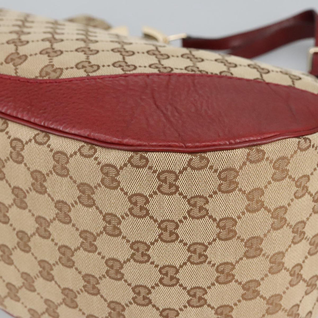 GUCCI GG Canvas Shoulder Bag Beige Bordeaux Gold 203504 98813