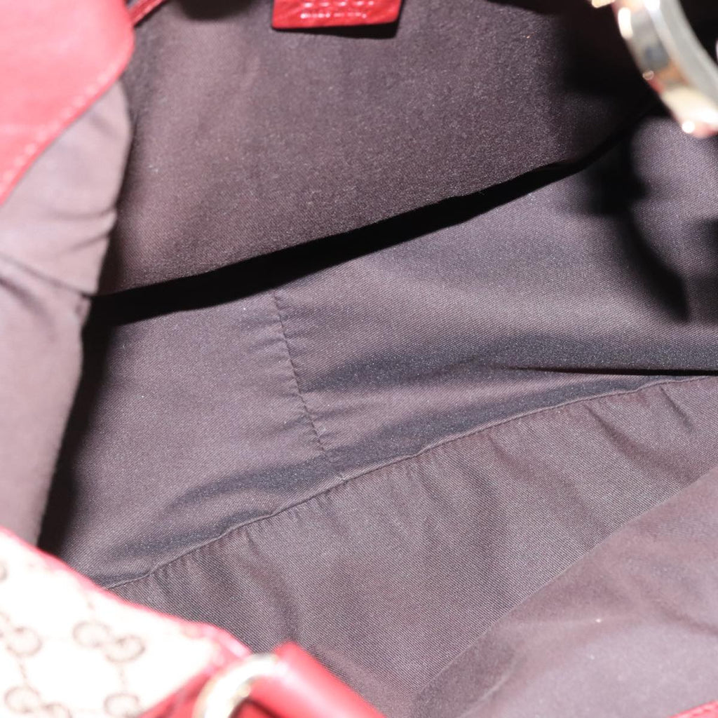 GUCCI GG Canvas Shoulder Bag Beige Bordeaux Gold 203504 98813