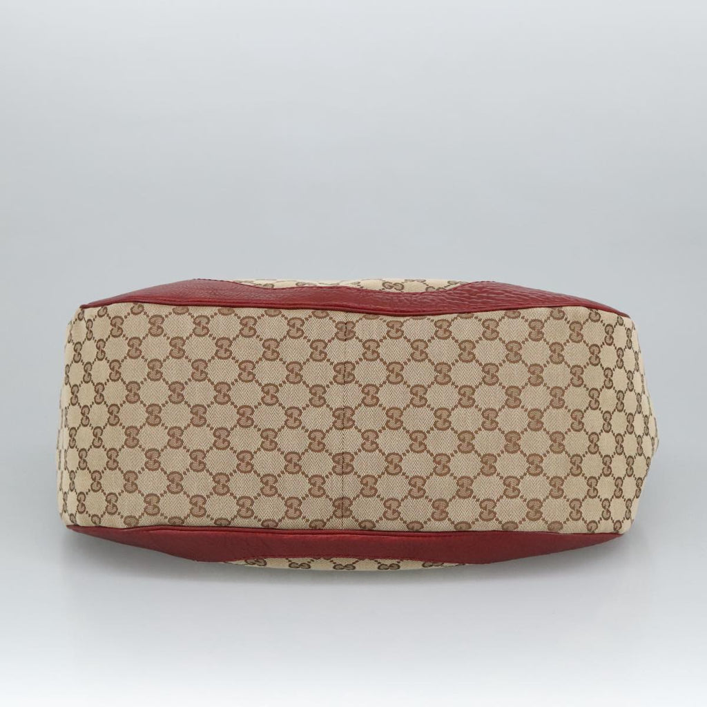 GUCCI GG Canvas Shoulder Bag Beige Bordeaux Gold 203504 98813