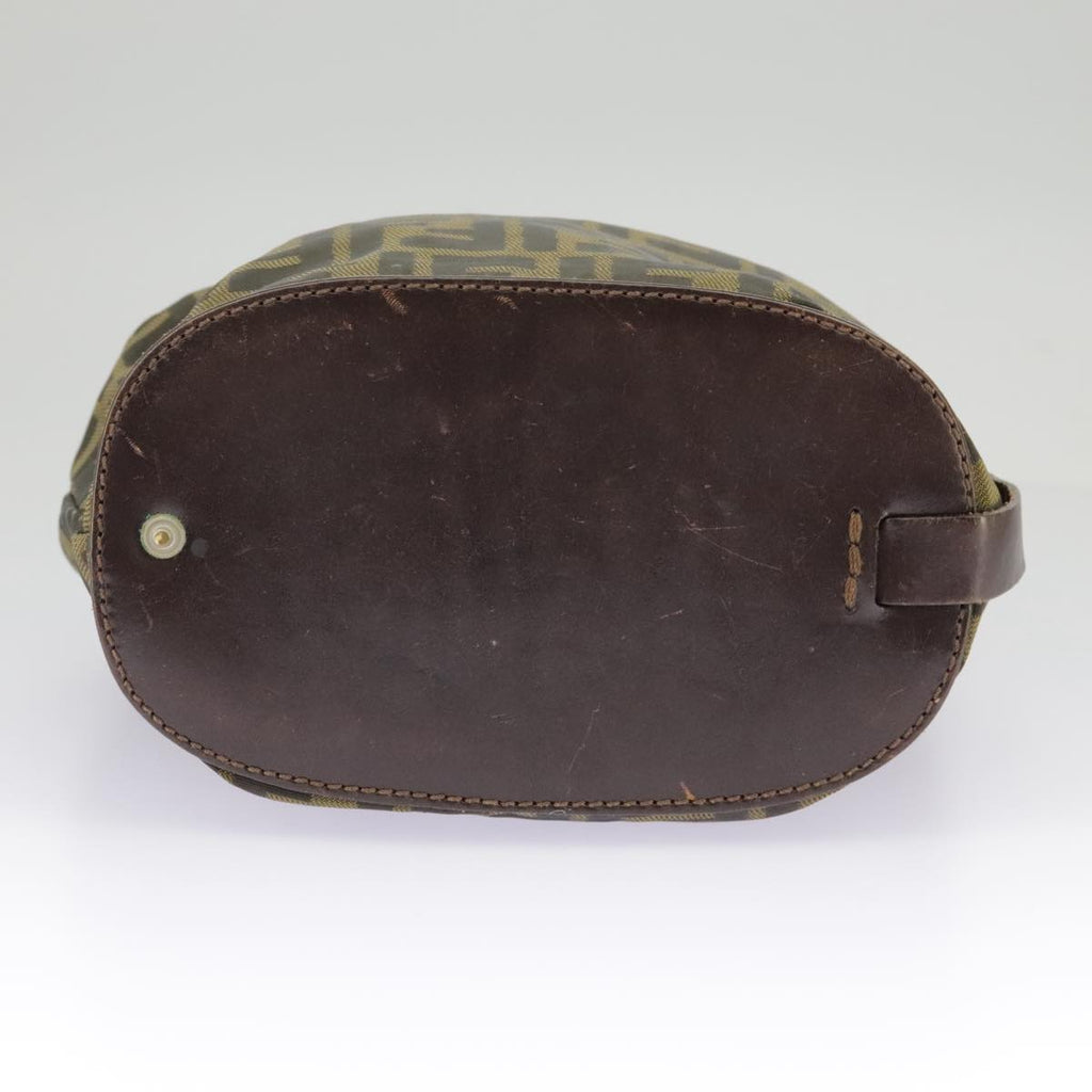 FENDI Zucca Canvas Hand Bag Brown Black 98827