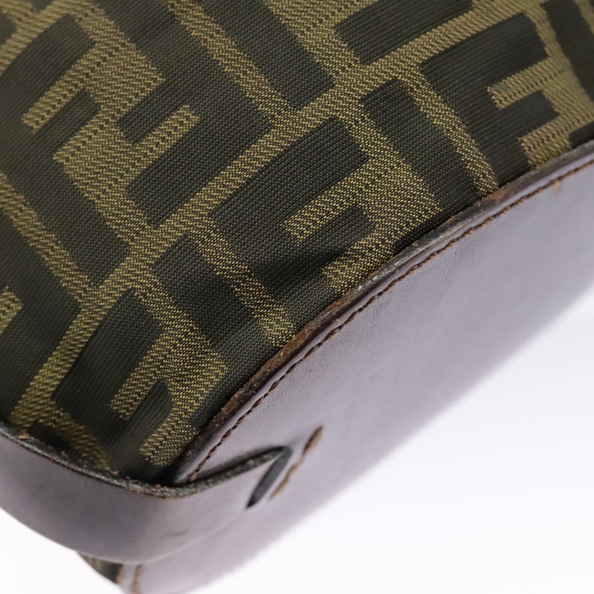 FENDI Zucca Canvas Hand Bag Brown Black 98827
