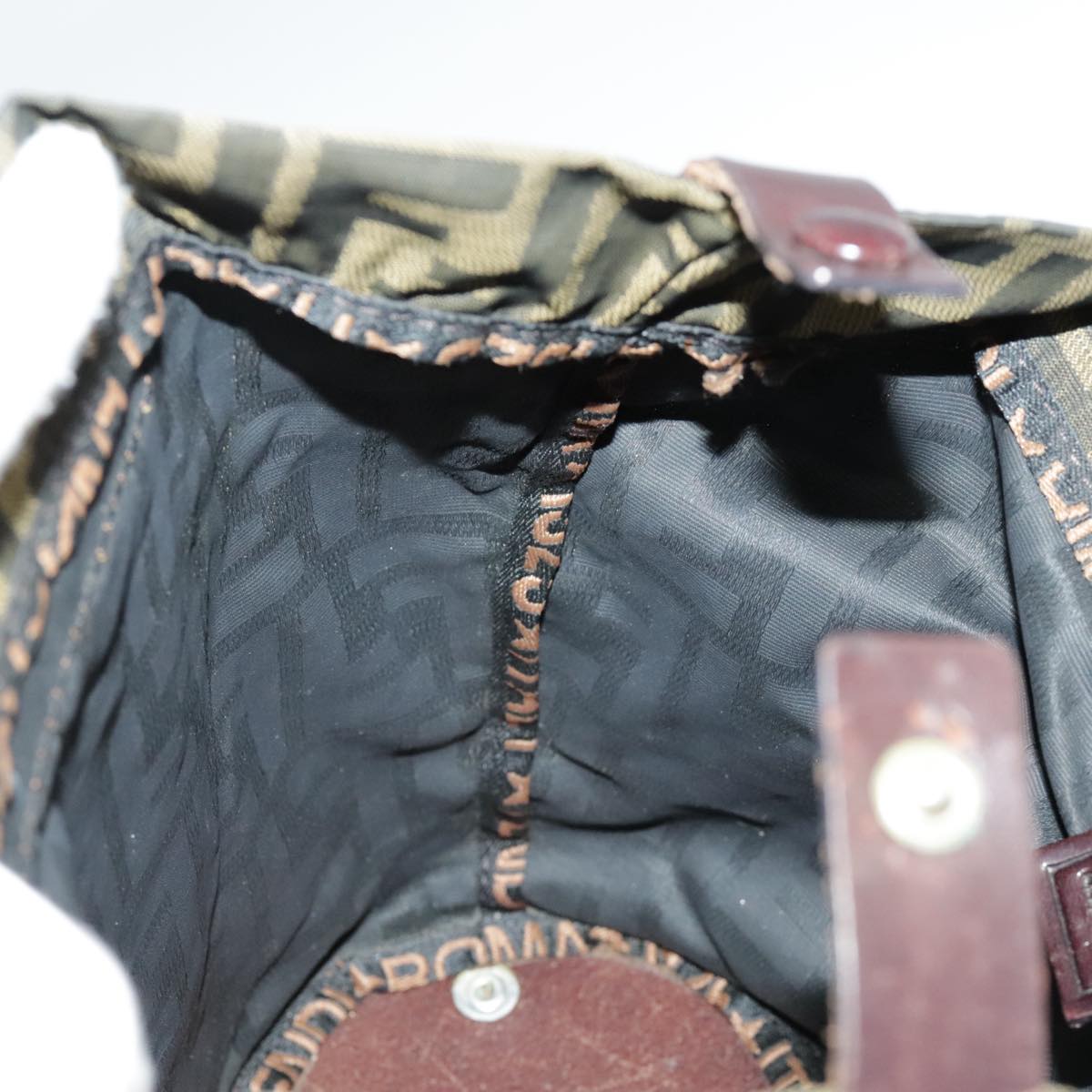 FENDI Zucca Canvas Hand Bag Brown Black 98827