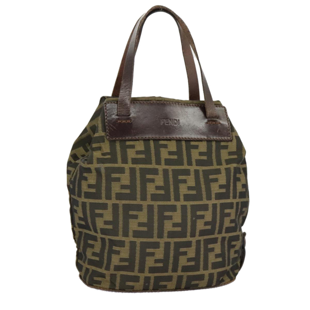 FENDI Zucca Canvas Hand Bag Brown Black 98827