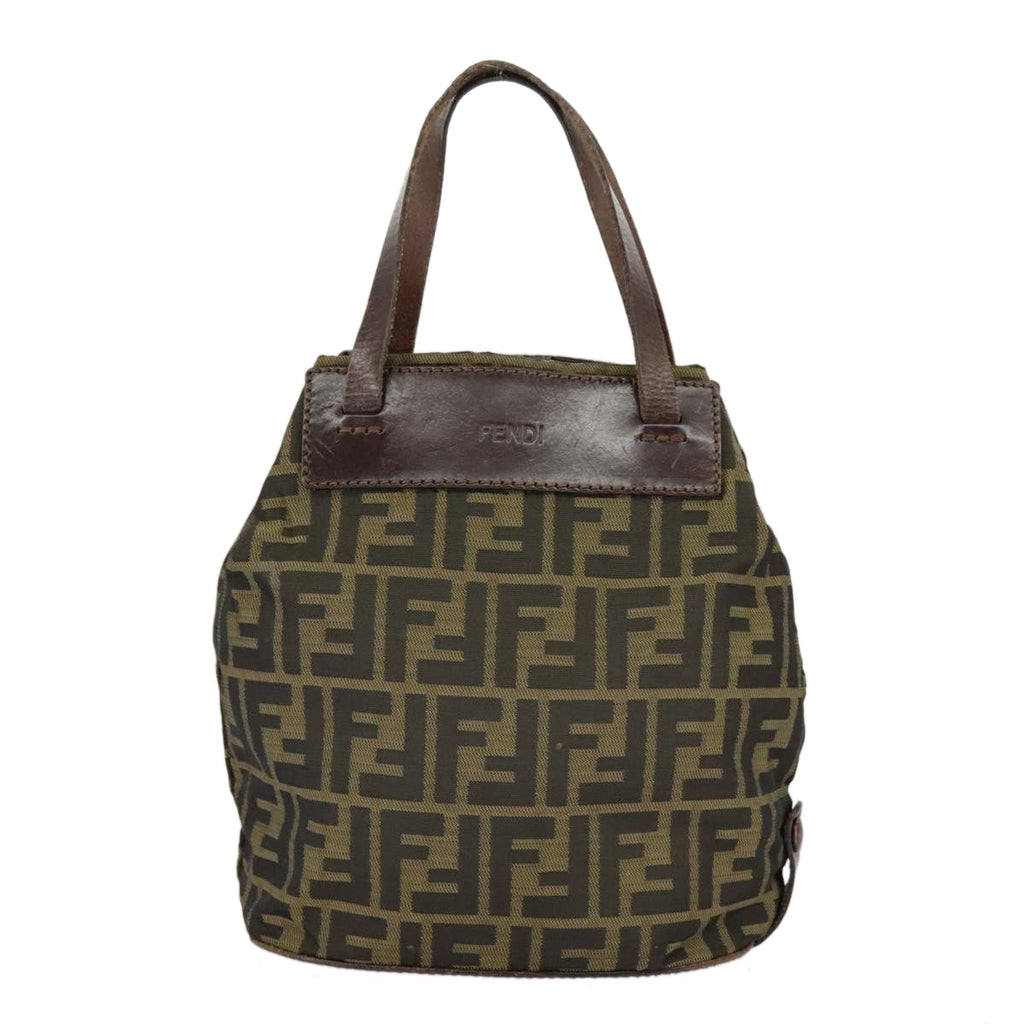 FENDI Zucca Canvas Hand Bag Brown Black 98827