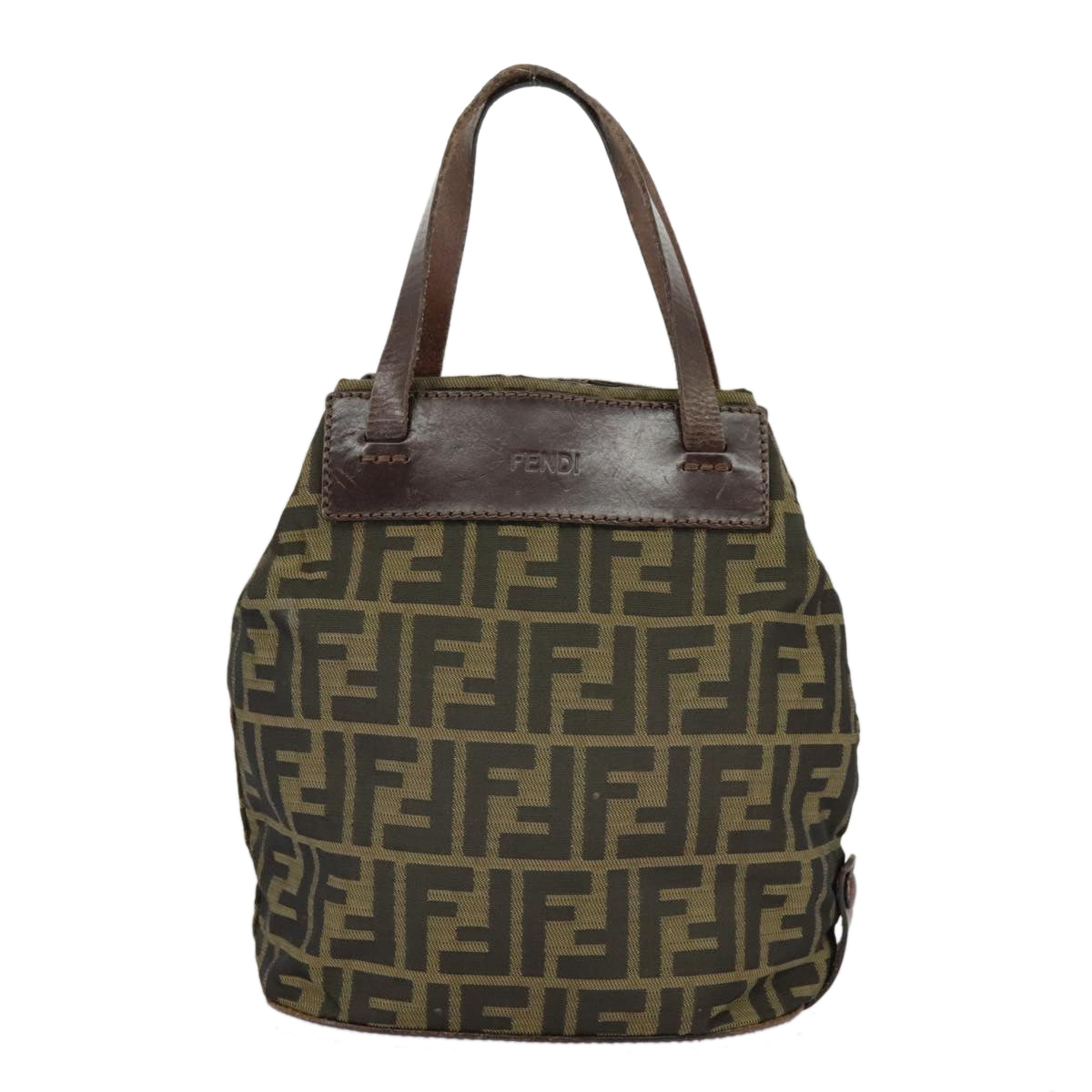 FENDI Zucca Canvas Hand Bag Brown Black 98827