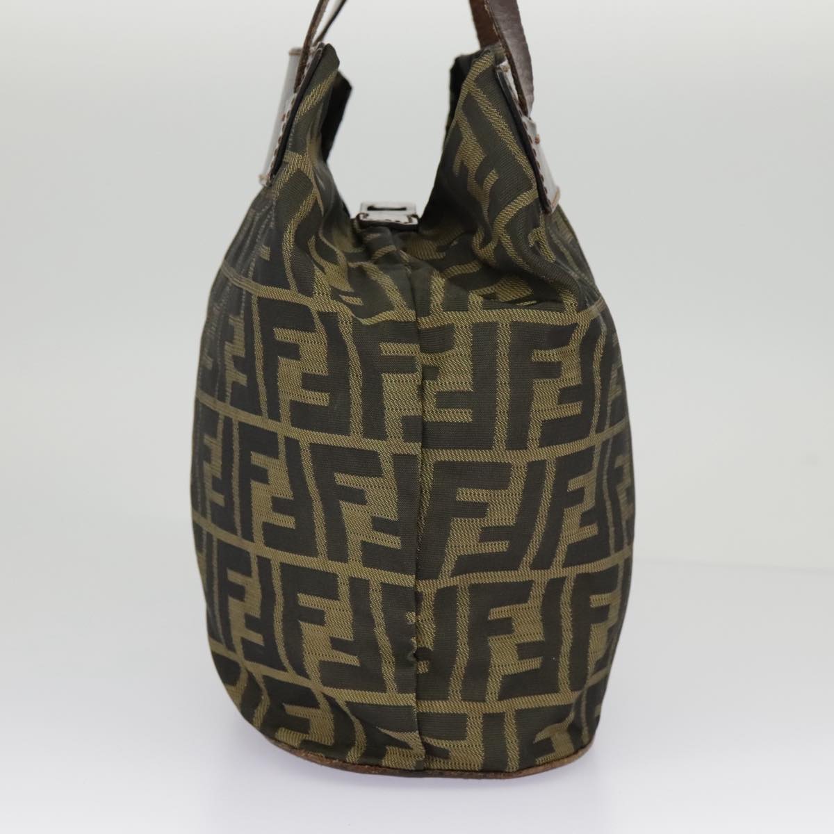 FENDI Zucca Canvas Hand Bag Brown Black 98827