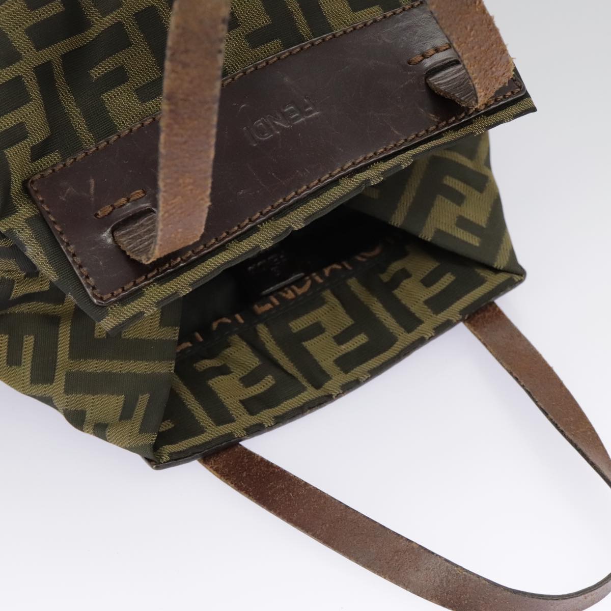 FENDI Zucca Canvas Hand Bag Brown Black 98827