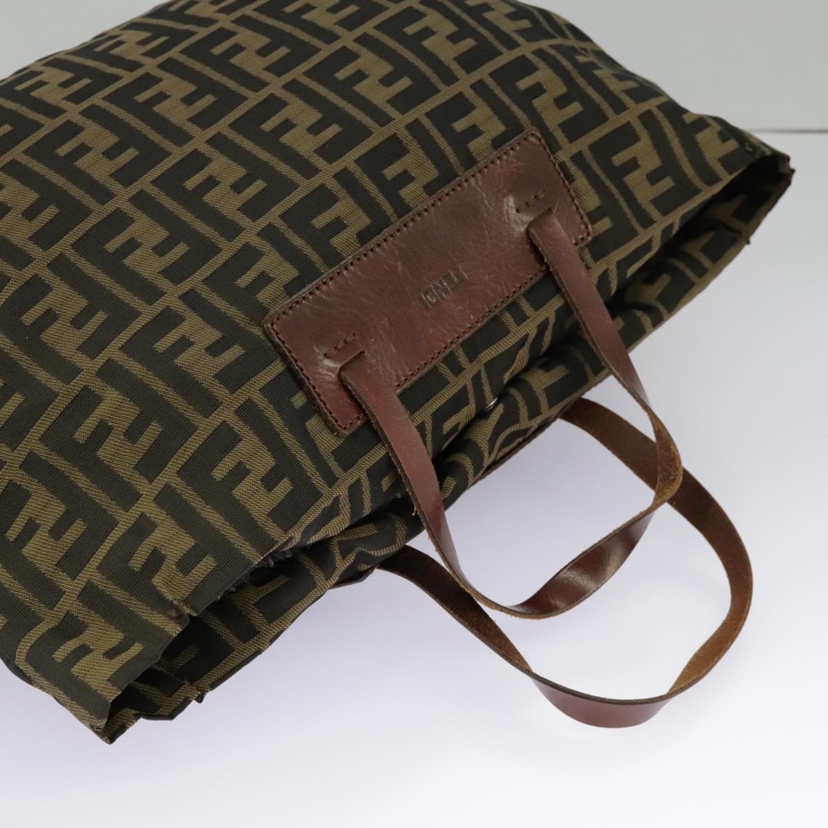 FENDI Zucca Canvas Tote Bag Brown Black 98835