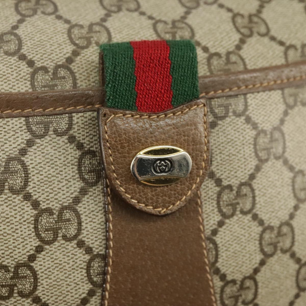 GUCCI GG Supreme Web Sherry Line Shoulder Bag PVC Beige 89 02 032 98837