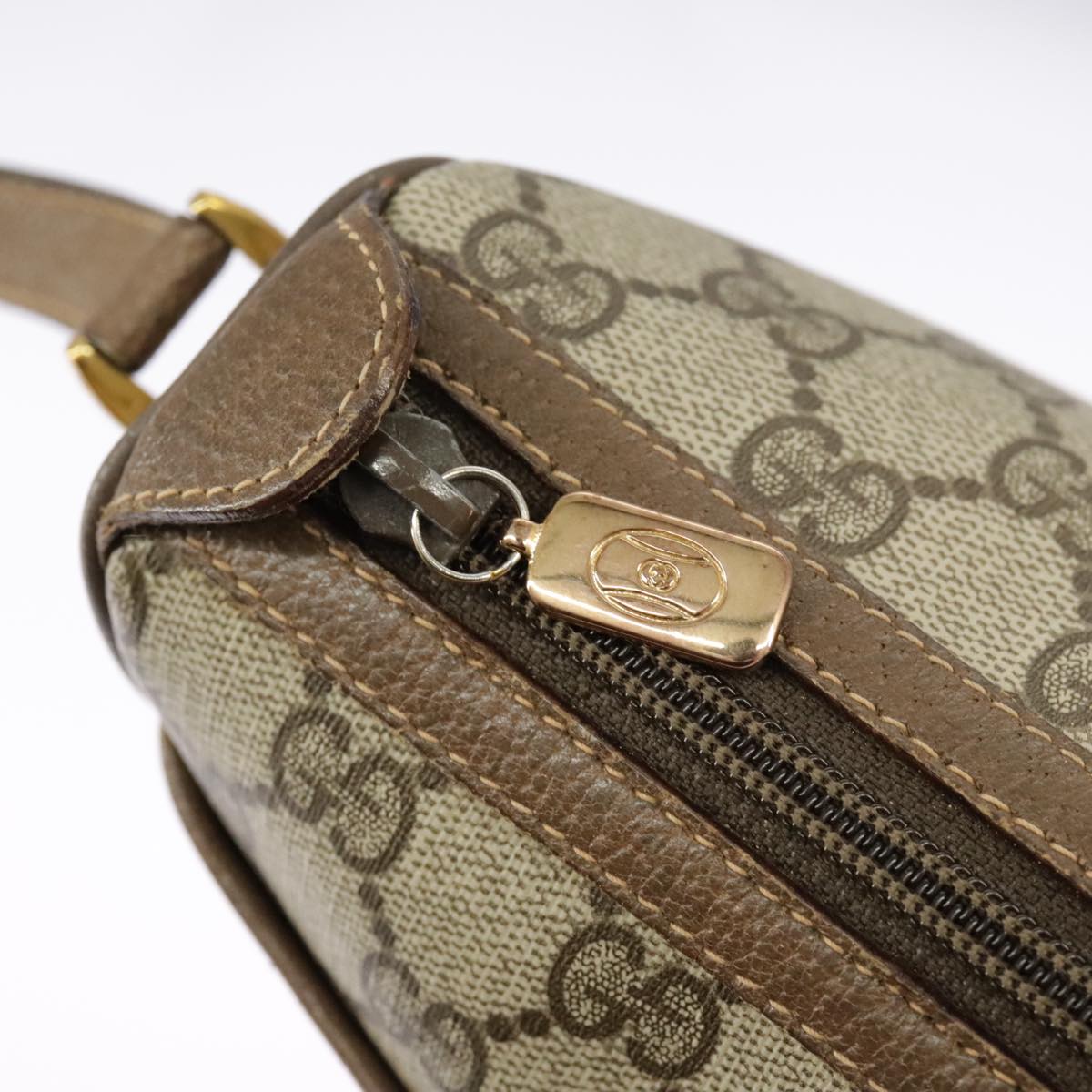 GUCCI GG Supreme Web Sherry Line Shoulder Bag PVC Beige 89 02 032 98837