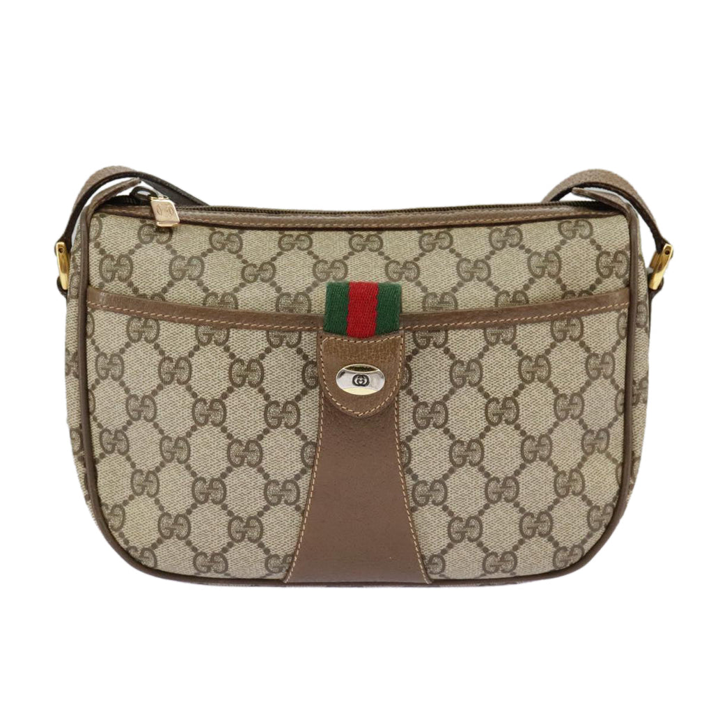 GUCCI GG Supreme Web Sherry Line Shoulder Bag PVC Beige 89 02 032 98837