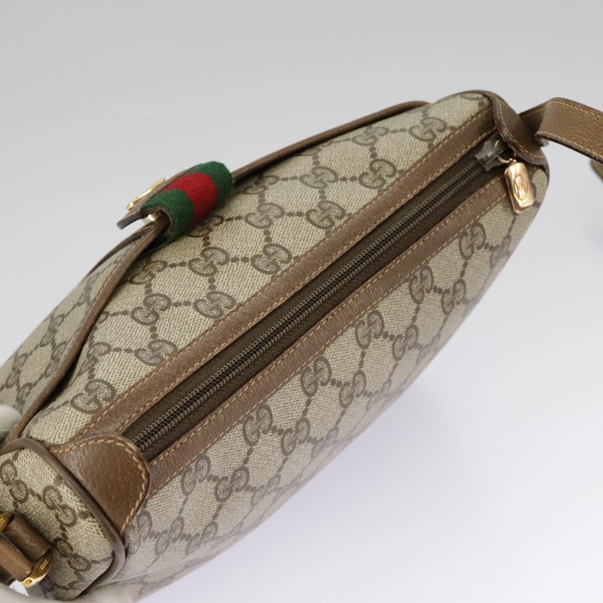 GUCCI GG Supreme Web Sherry Line Shoulder Bag PVC Beige 89 02 032 98837