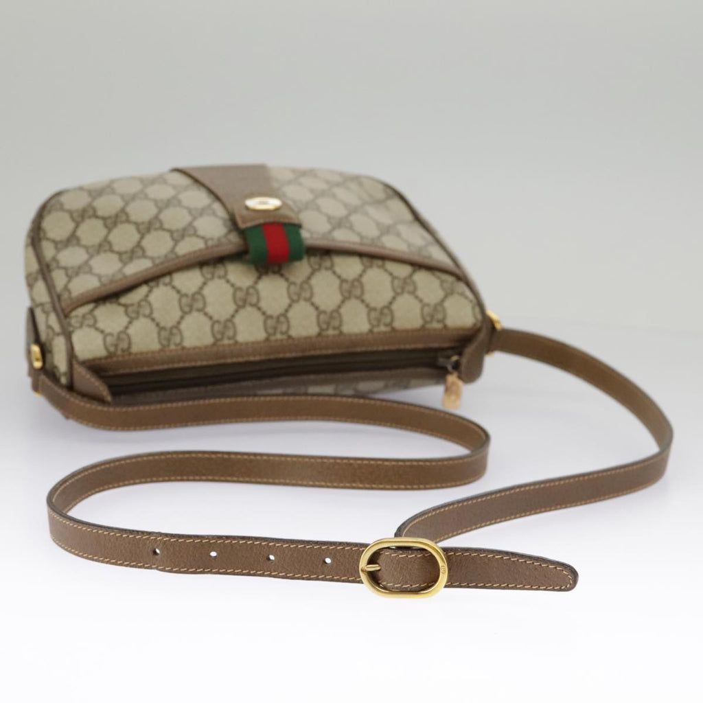GUCCI GG Supreme Web Sherry Line Shoulder Bag PVC Beige 89 02 032 98837