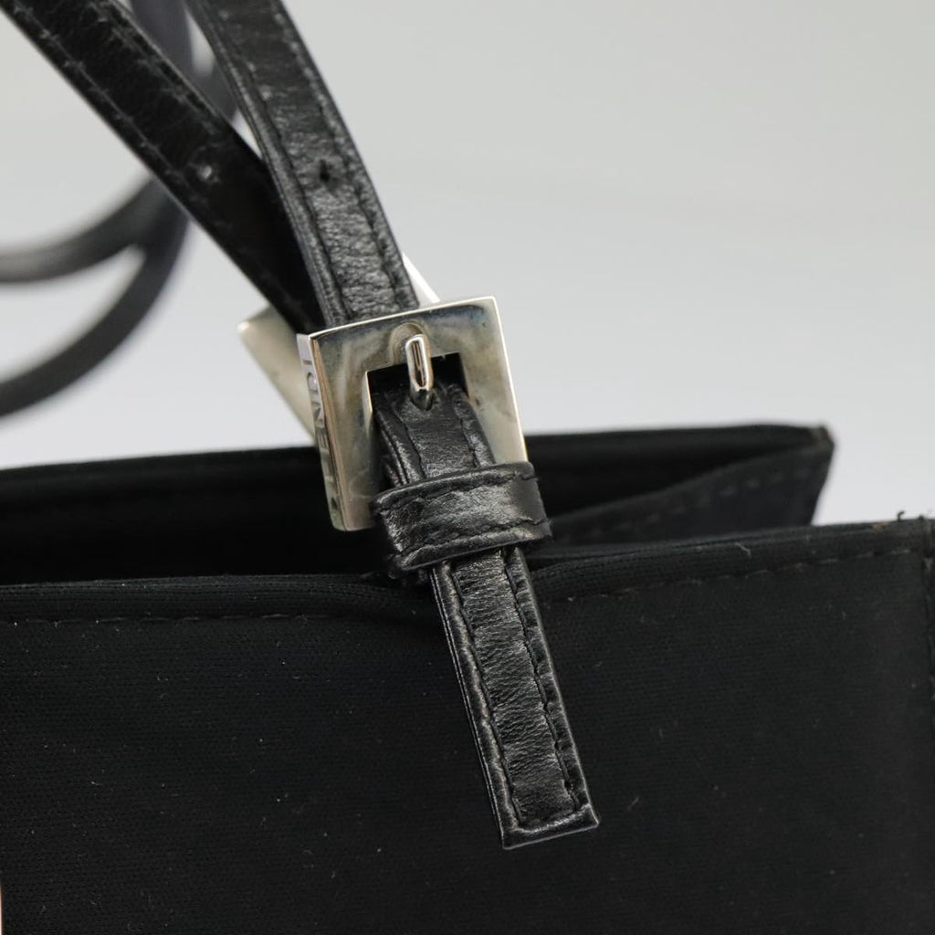 FENDI Mamma Baguette Shoulder Bag Nylon Black Silver 98843