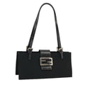 FENDI Mamma Baguette Shoulder Bag Nylon Black Silver 98843
