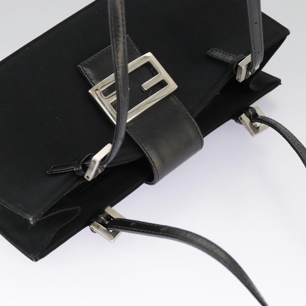 FENDI Mamma Baguette Shoulder Bag Nylon Black Silver 98843