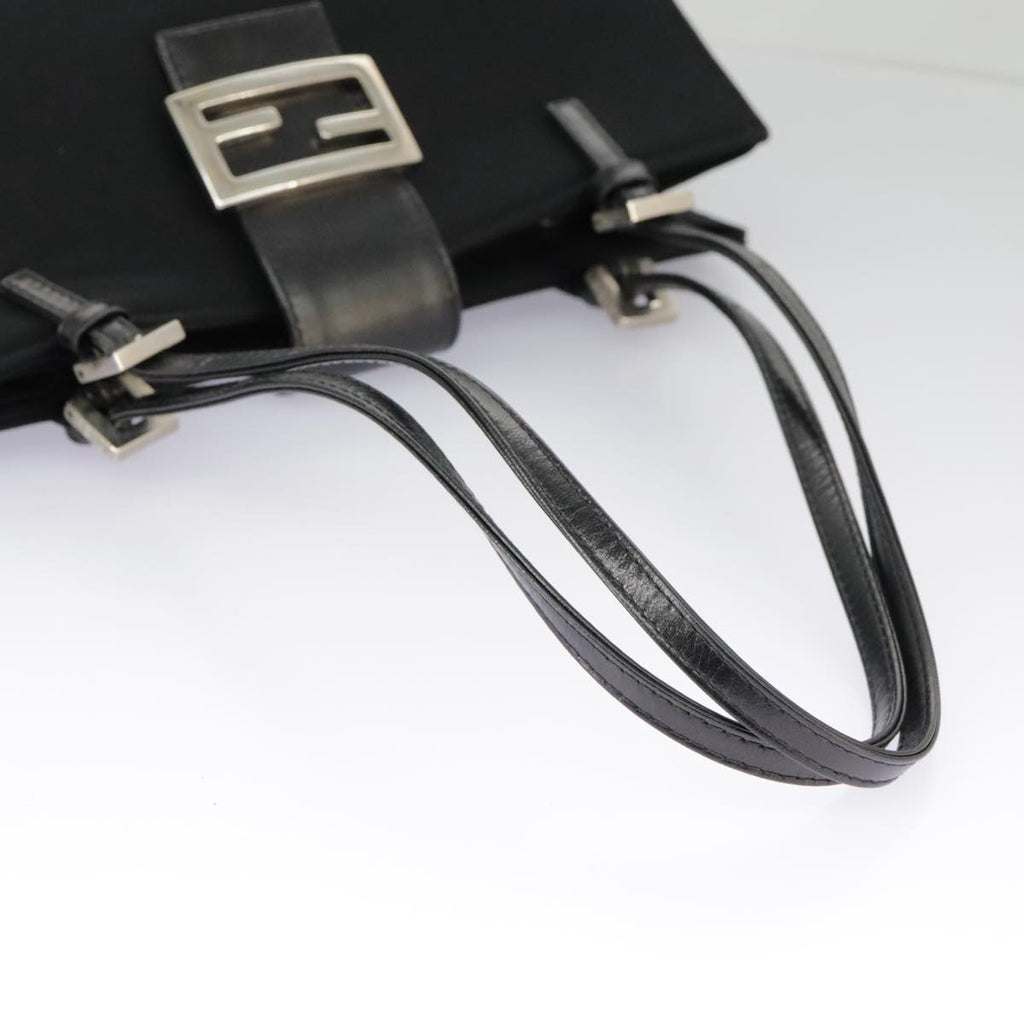 FENDI Mamma Baguette Shoulder Bag Nylon Black Silver 98843