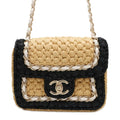 CHANEL 2024 Cruise Collection Mini Flap Bag Black/White/BeigeAS4556 Blade Raffia Lambskin Size Mini