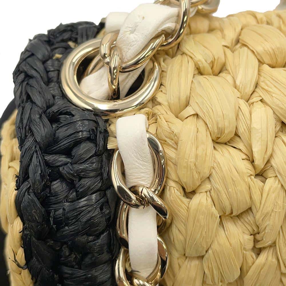 CHANEL 2024 Cruise Collection Mini Flap Bag Black/White/BeigeAS4556 Blade Raffia Lambskin Size Mini