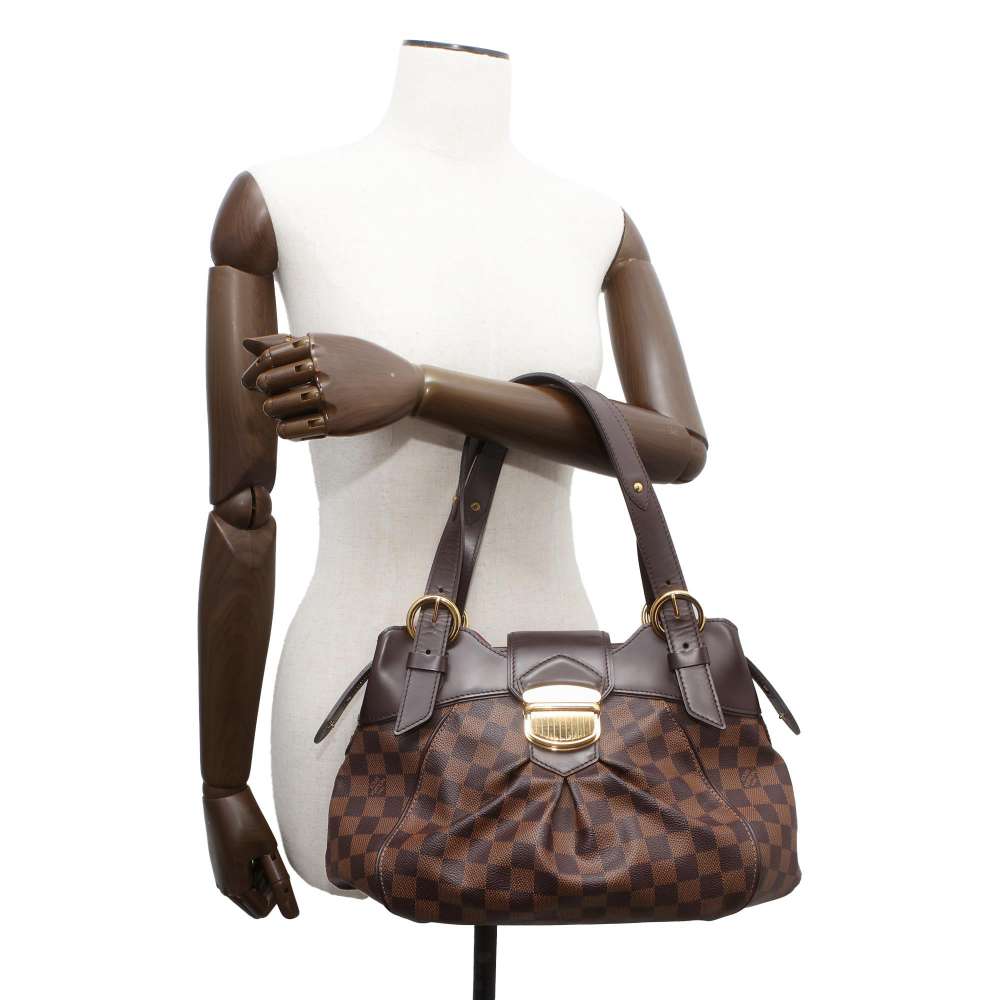 LOUIS VUITTON Sistina Red N41542 Damier Ebene Canvas Size PM