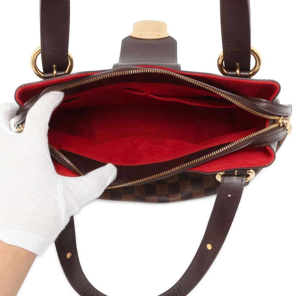 LOUIS VUITTON Sistina Red N41542 Damier Ebene Canvas Size PM