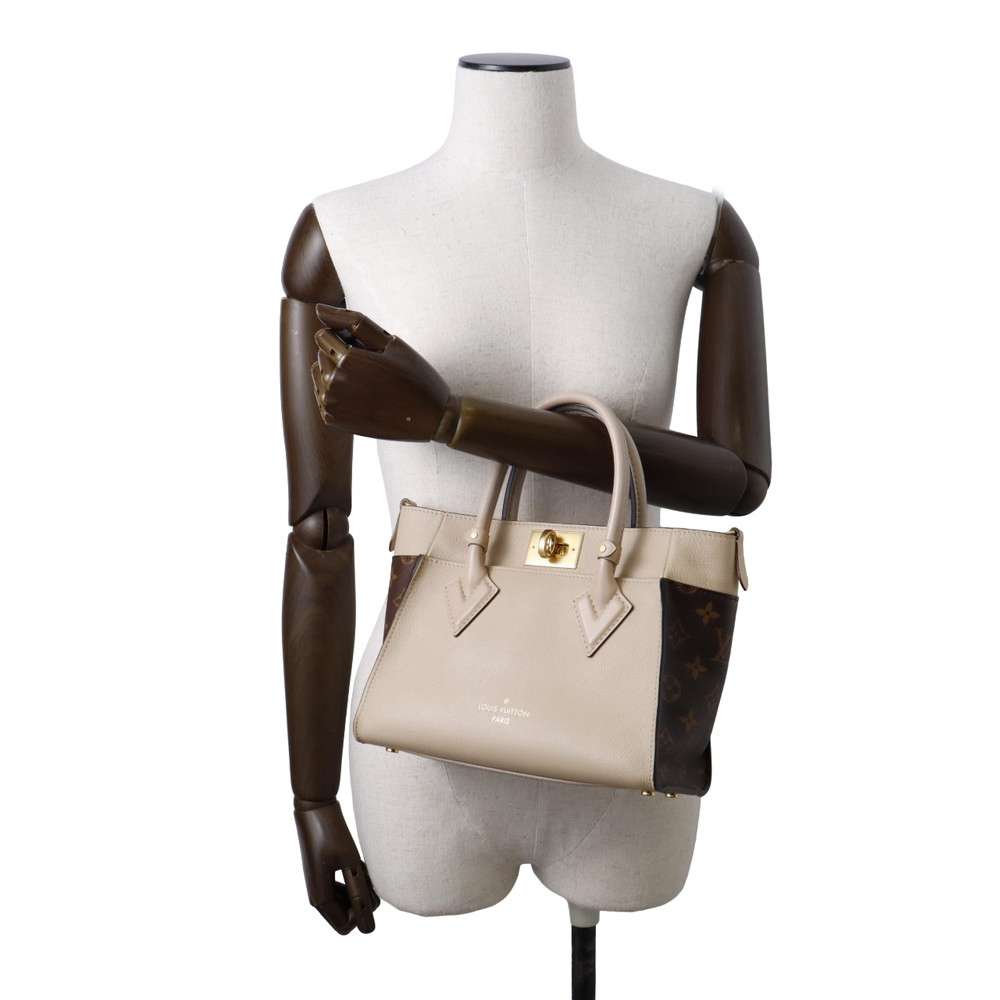 LOUIS VUITTON On My Side Greige M57729 Monogram Calf Leather Size PM